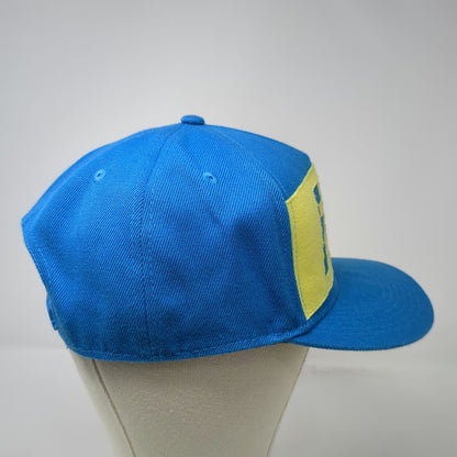 Logic 5 Panel Blue Yellow OSFM Snapback Hat FLEX Patch Flat Brim Graphic Logo