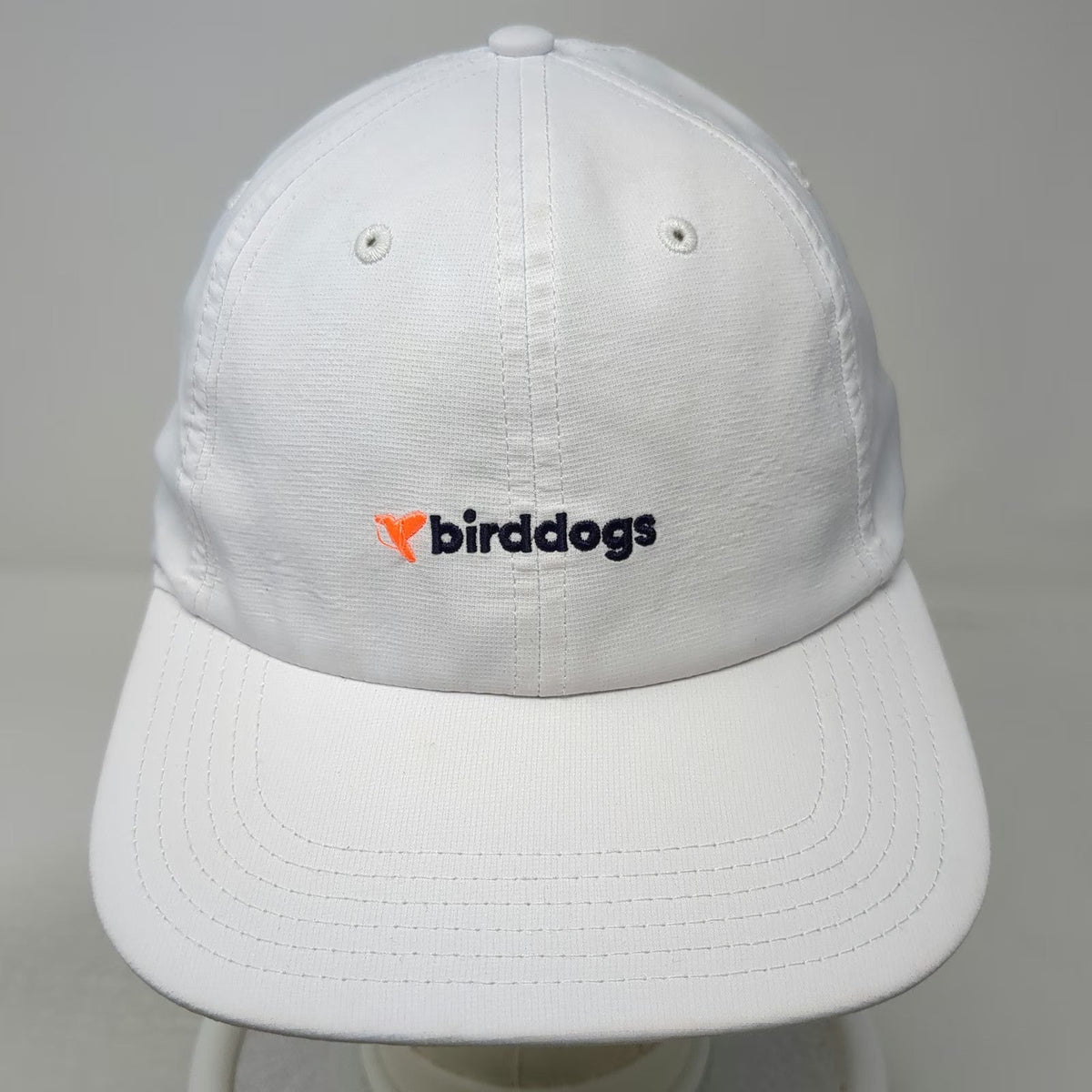 Birddogs Baseball Cap Hat White One Size Performance Stretch Blue Orange Logo
