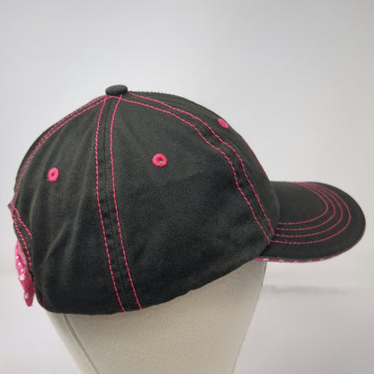 CAT Baseball Cap Black Pink OSFM Embroidered Logo Polka Dot Strap Stitching Hat