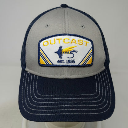 Otto Trucker Hat Blue Gray One Size Outcast Fishing Fly Mesh Patch Snapback