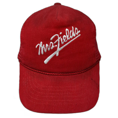 TML LTD Mrs Fields 5 Panel Red Hat One Size Corduroy Mesh Snapback Embroidered