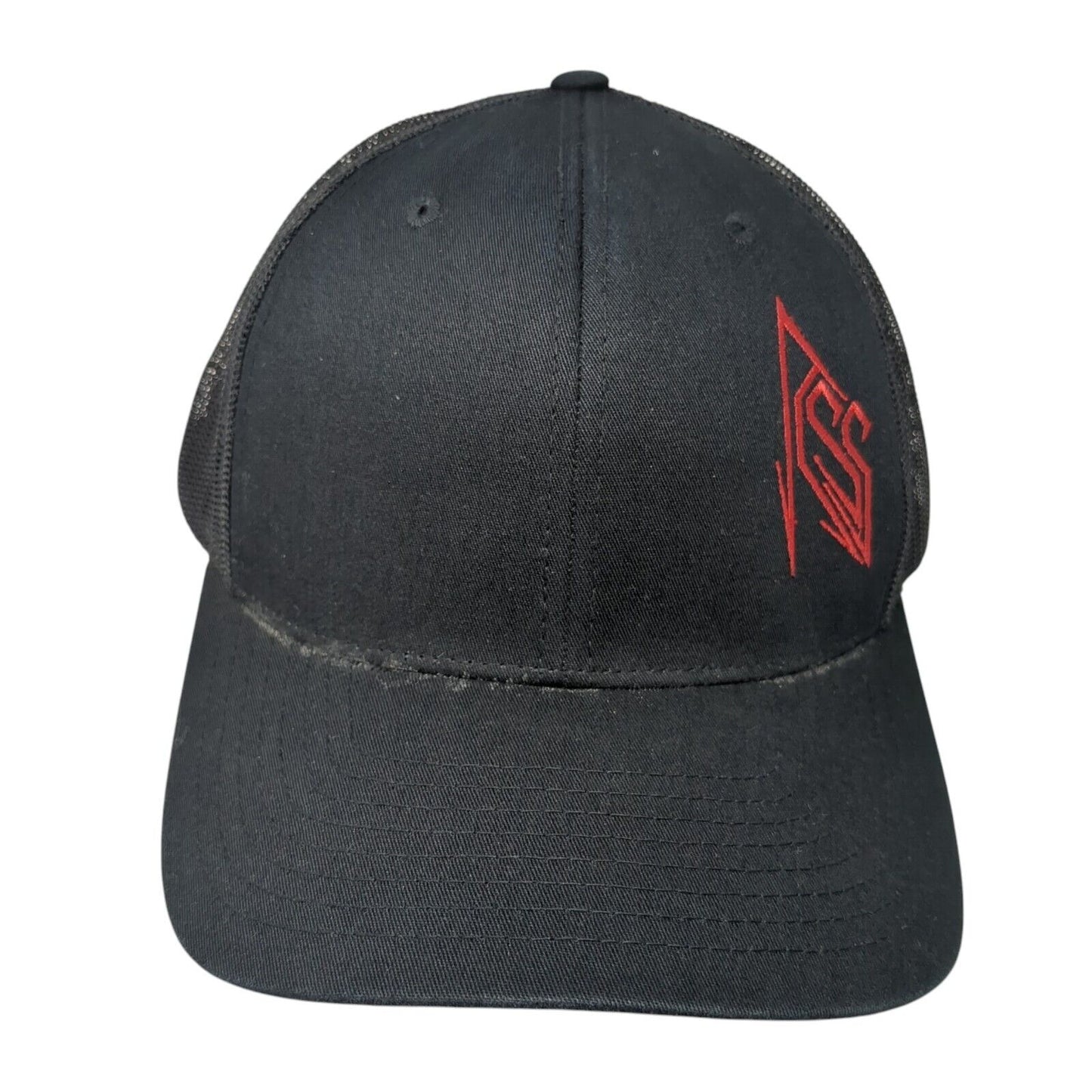Richardson Snapack Mesh Back Trucker Hat Black One Size Logo Embroidered