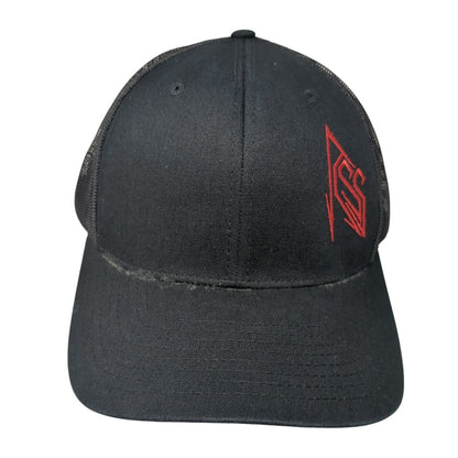 Richardson Snapack Mesh Back Trucker Hat Black One Size Logo Embroidered