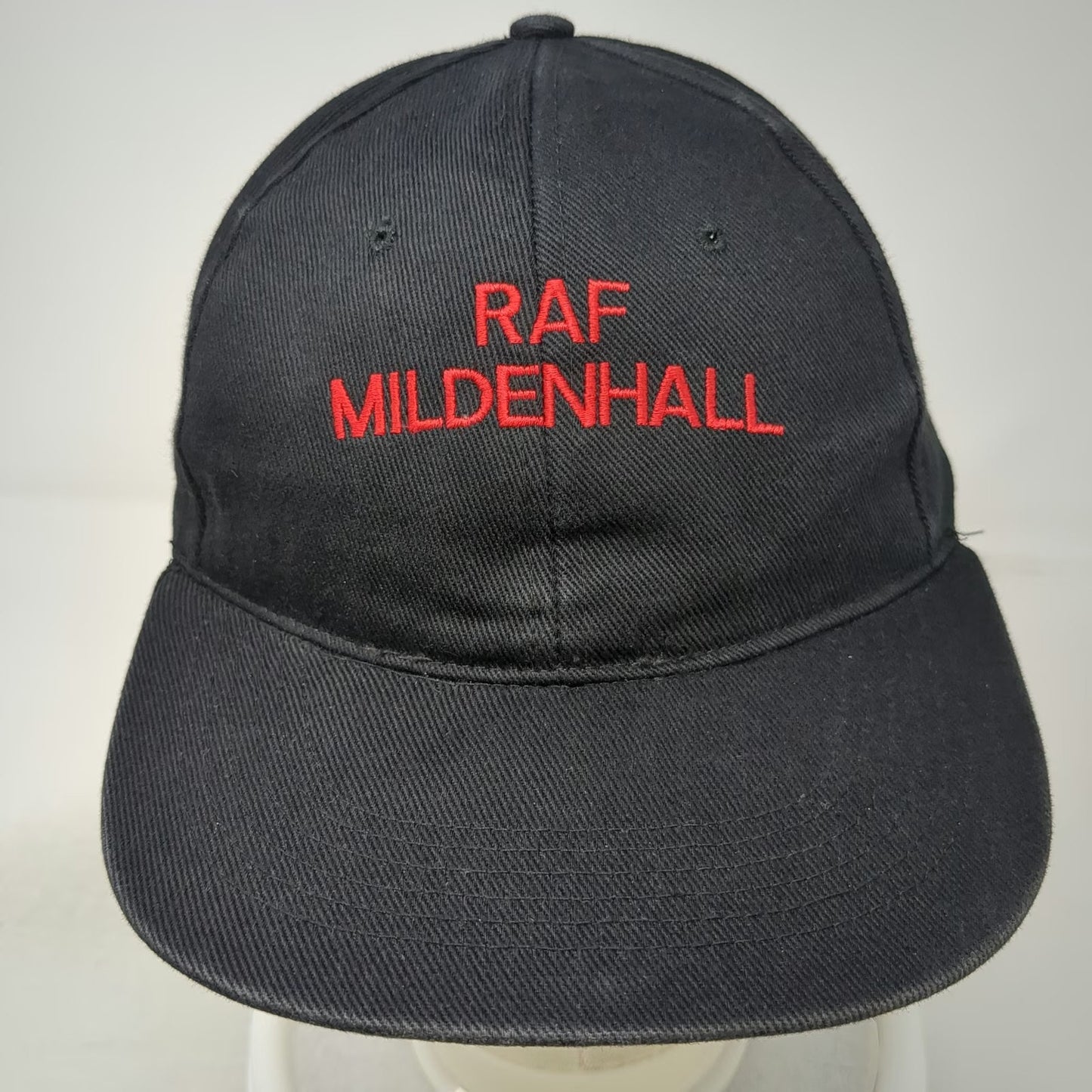 Beechfield Snapback Hat Black One Size RAF Mildenhall 100% Cotton Baseball Cap