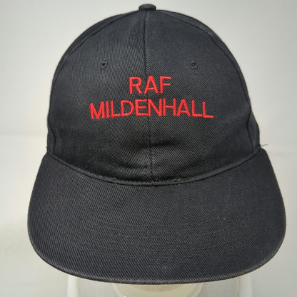 Beechfield Snapback Hat Black One Size RAF Mildenhall 100% Cotton Baseball Cap