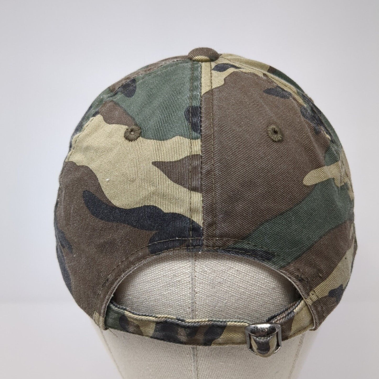 912 Slideback Hat Camouflage One Size Adjustable Embroidered Distressed District