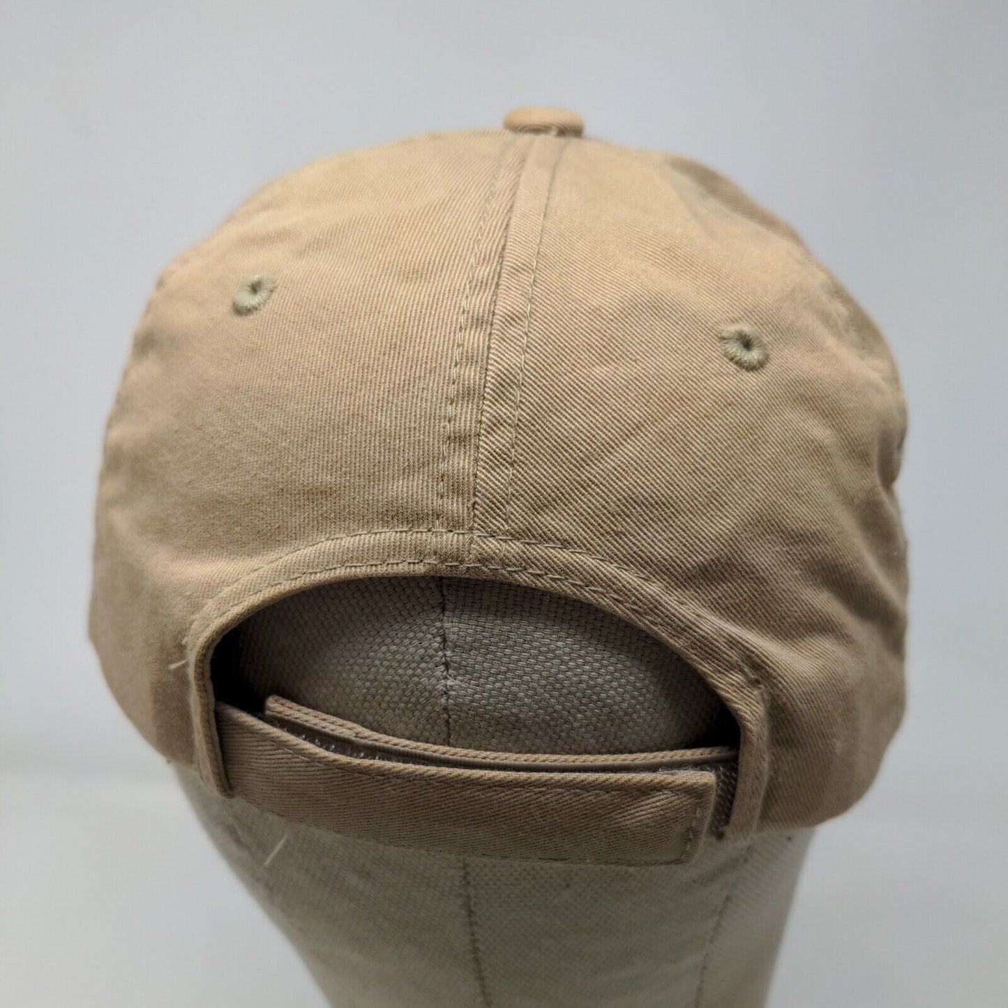 Port & Company Men's Strapback Hat Tan Embroidered Flame On Logo Cotton