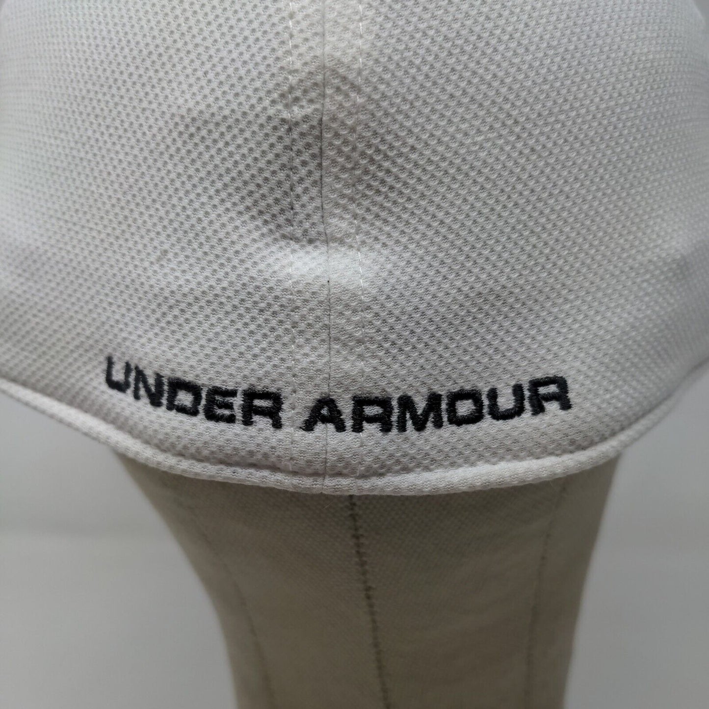 Under Armour Men's Fitted Hat White Size L/XL Embroidered Logo Spell Out