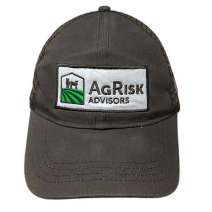 Ouray Sportswear Baseball Cap Brown One Size AgRisk Advisors Mesh Side Flag hat