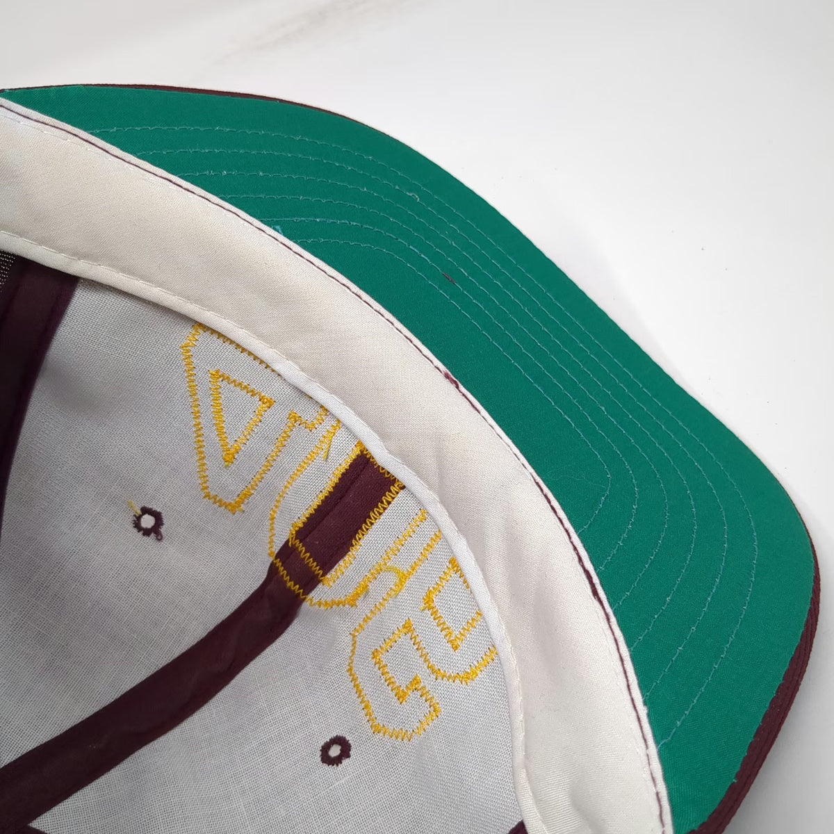 Young An Snapback Hat Red 7 5/8 Yellow 406 Graphic Green Under Brim Polyester