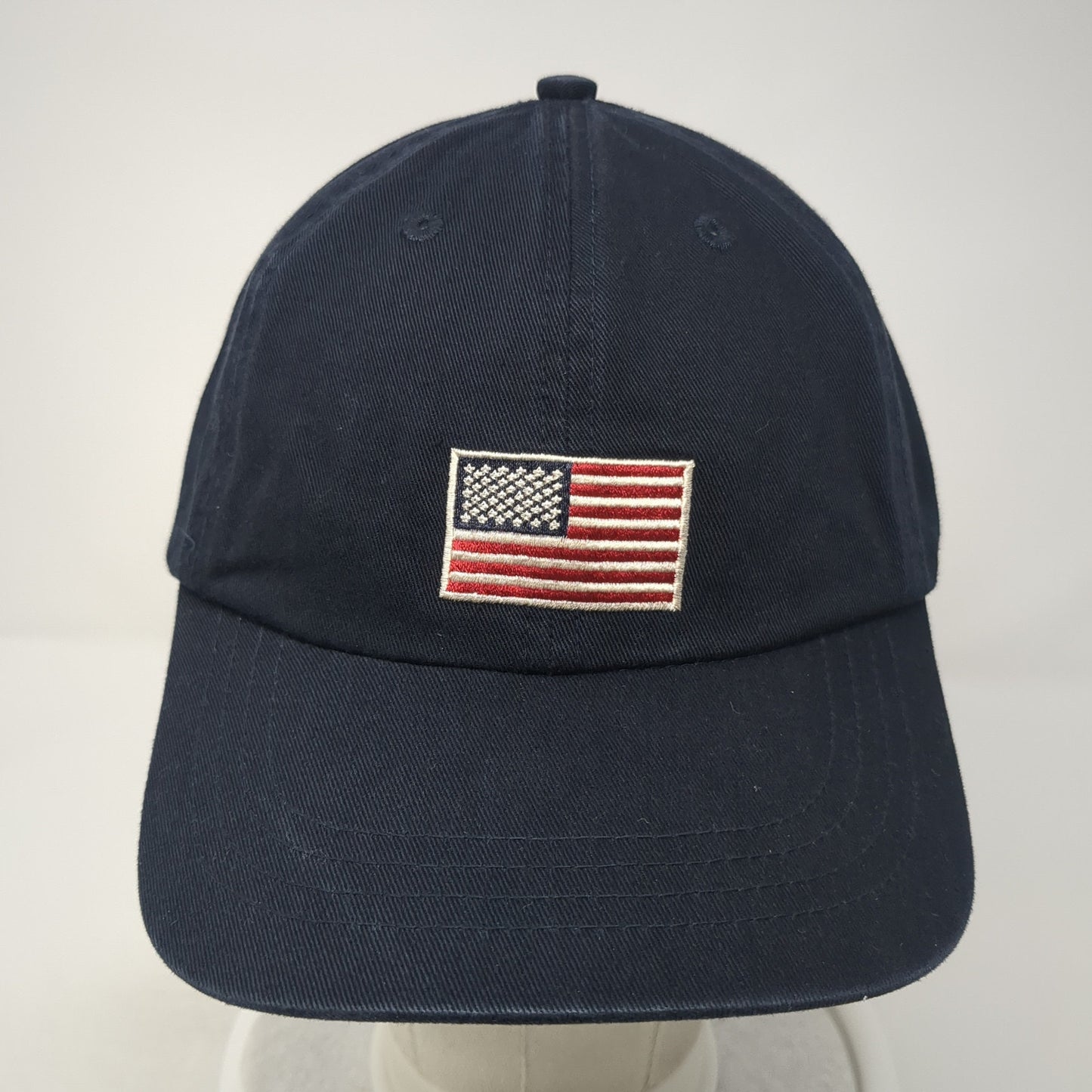 USA Flag Slideback Hat Blue One Size Adjustable Embroidered Van Heusen
