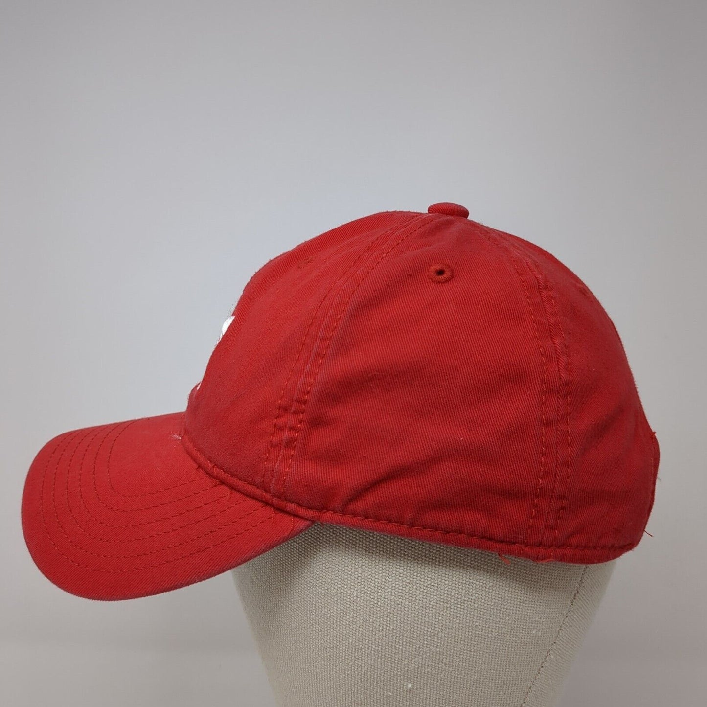 Adidas Slideback Hat Red One Size Adjustable Embroidered Trefoil 6 Panel