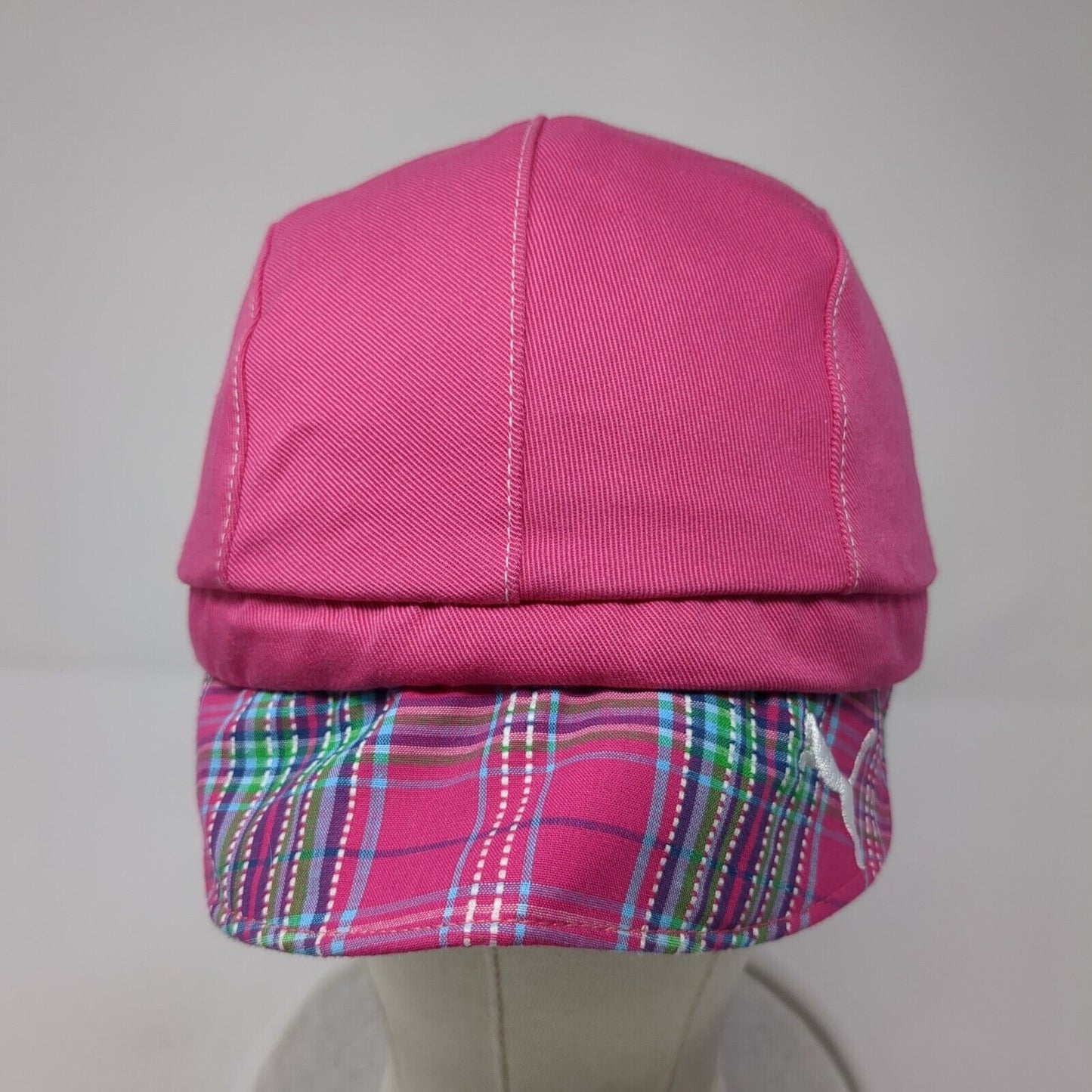 Puma Fitted Flat Cap Newsboy Pink One Size Plaid Embroidered Logo