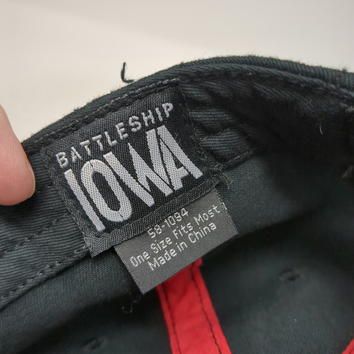 Battleship Iowa Baseball Cap Black OSFM Distressed Brim Stars Embroidered Hat