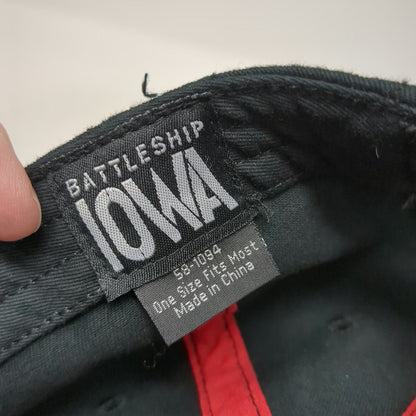 Battleship Iowa Baseball Cap Black OSFM Distressed Brim Stars Embroidered Hat