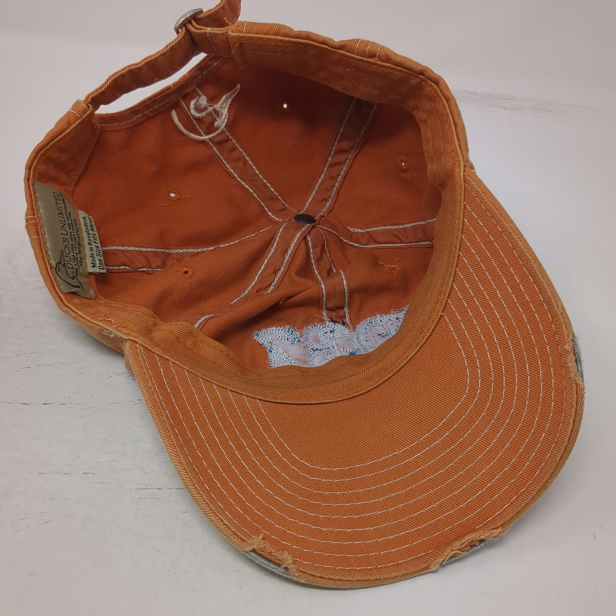 Ducks Unlimited Baseball Cap Orange One Size Slideback 1937 Duck Embroidery Hat