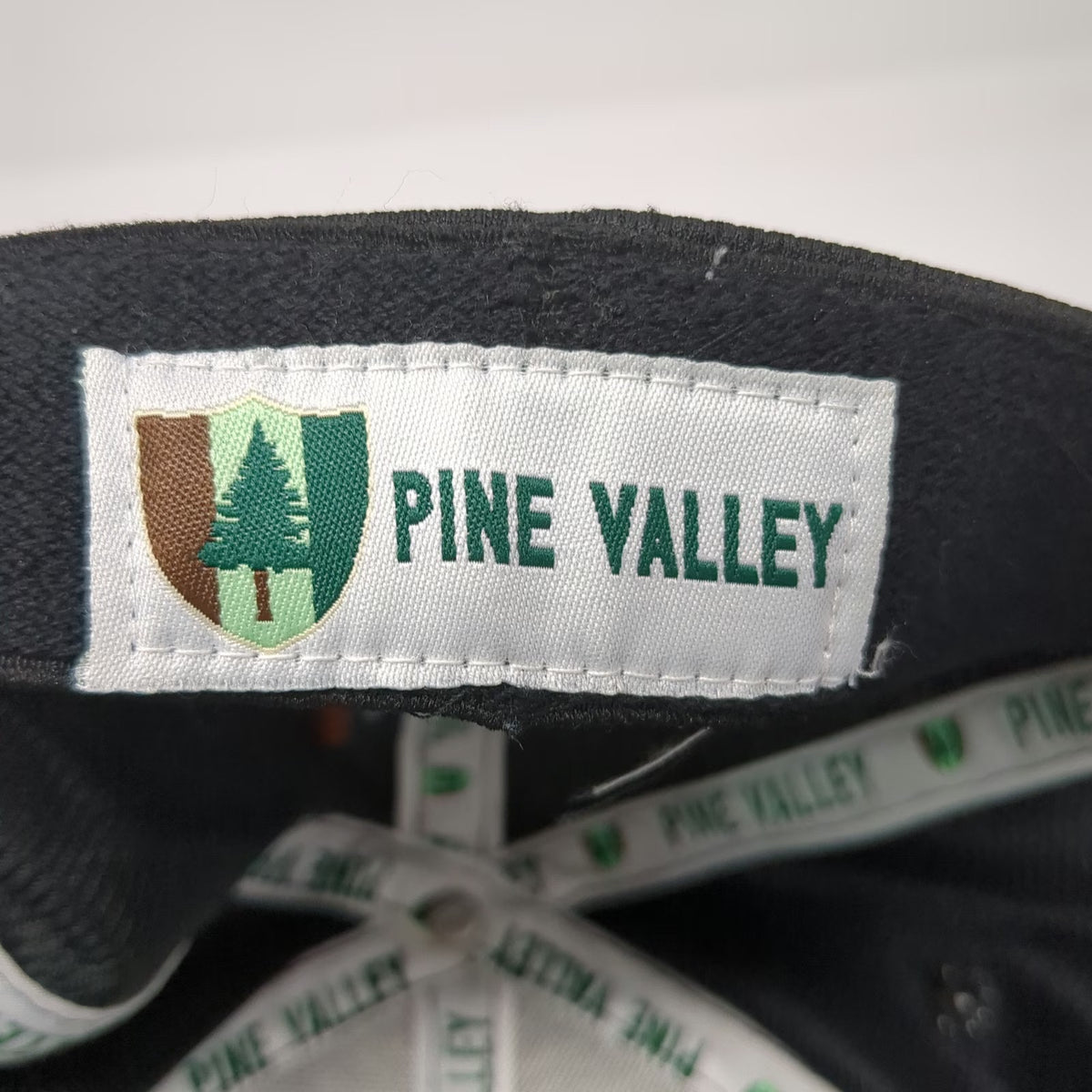 Pine Valley Baseball Cap Black XL Mesh Fitted Pine Tree Logo Hat Embroidered