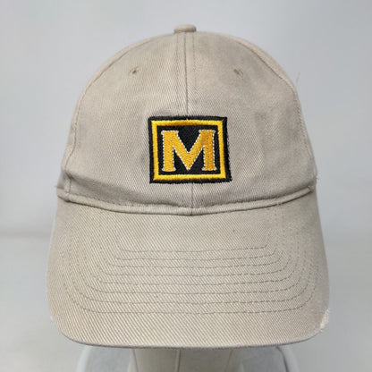 M Logo Slideback Hat Tan OSFM Adjustable Embroidered 6 Panel KC Caps