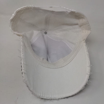 LOVE Snapback Hat White One Size Adjustable Embellished Beaded Bling