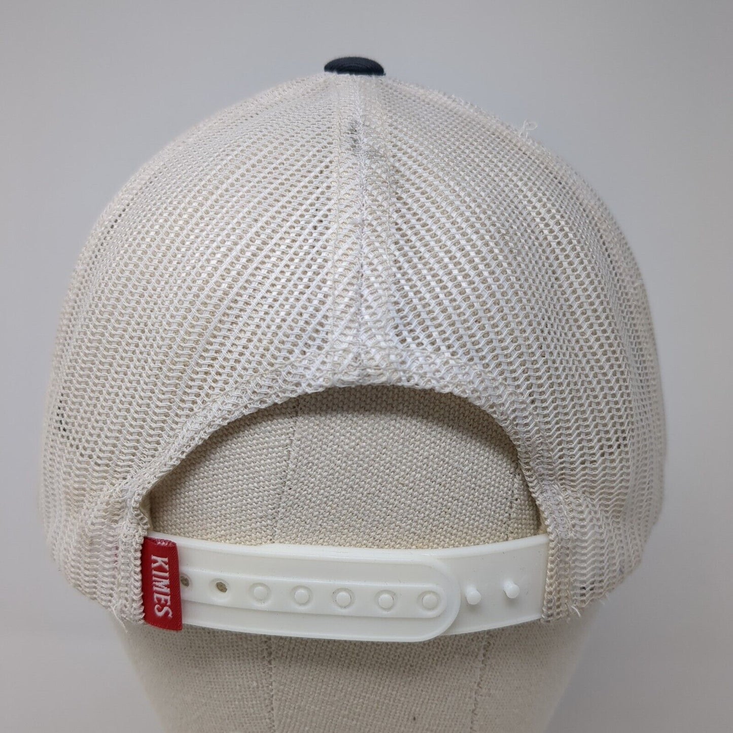 Kimes Ranch Snapback Mesh Back Trucker Hat Blue One Size Leather Patch