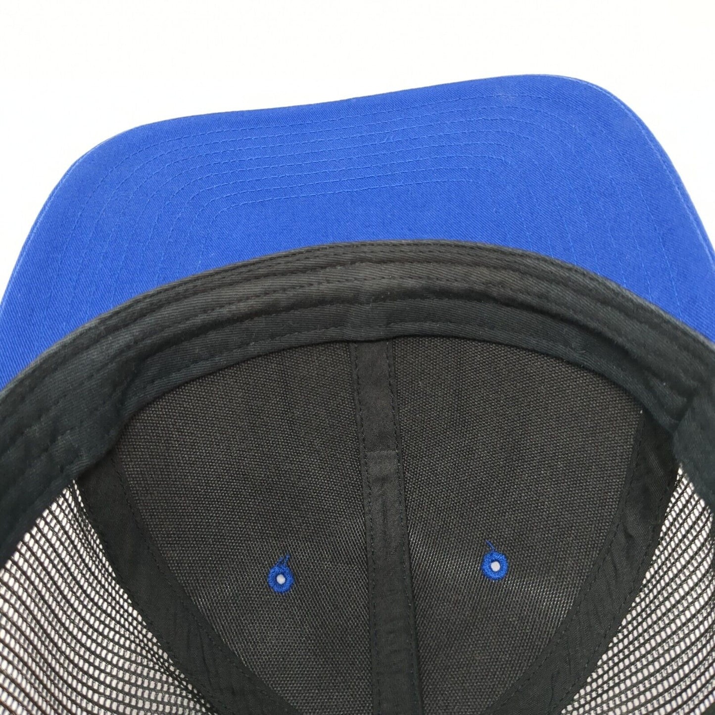 Rock & Roll Denim Patch Snapback Trucker Hat Blue One Size Mesh Back