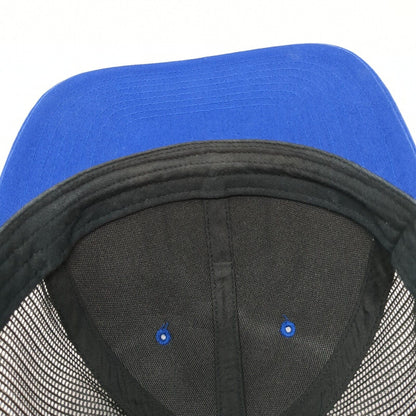 Rock & Roll Denim Patch Snapback Trucker Hat Blue One Size Mesh Back