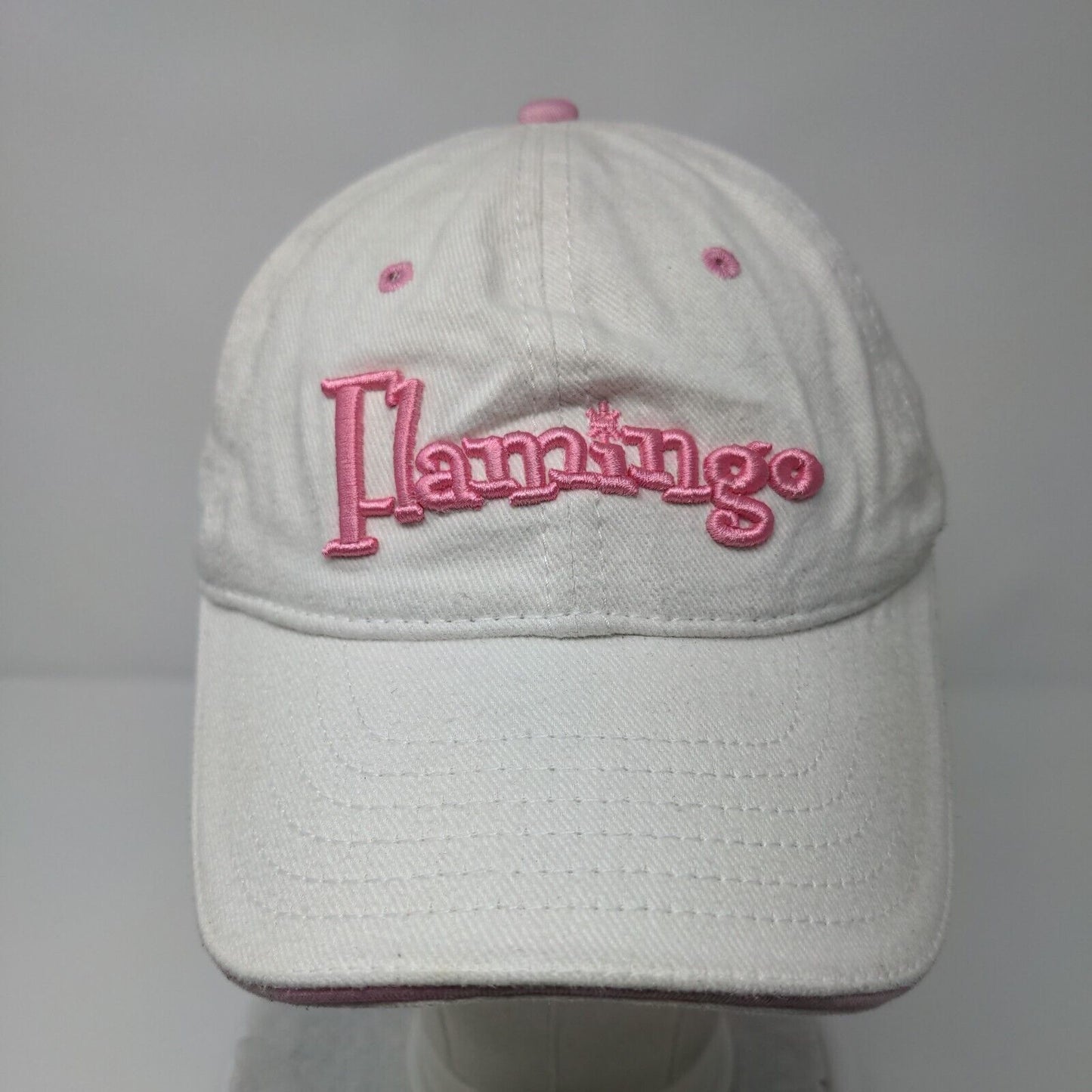 Flamingo Strapback Hat Tan Adult Adjustable Embroidered Vent Holes