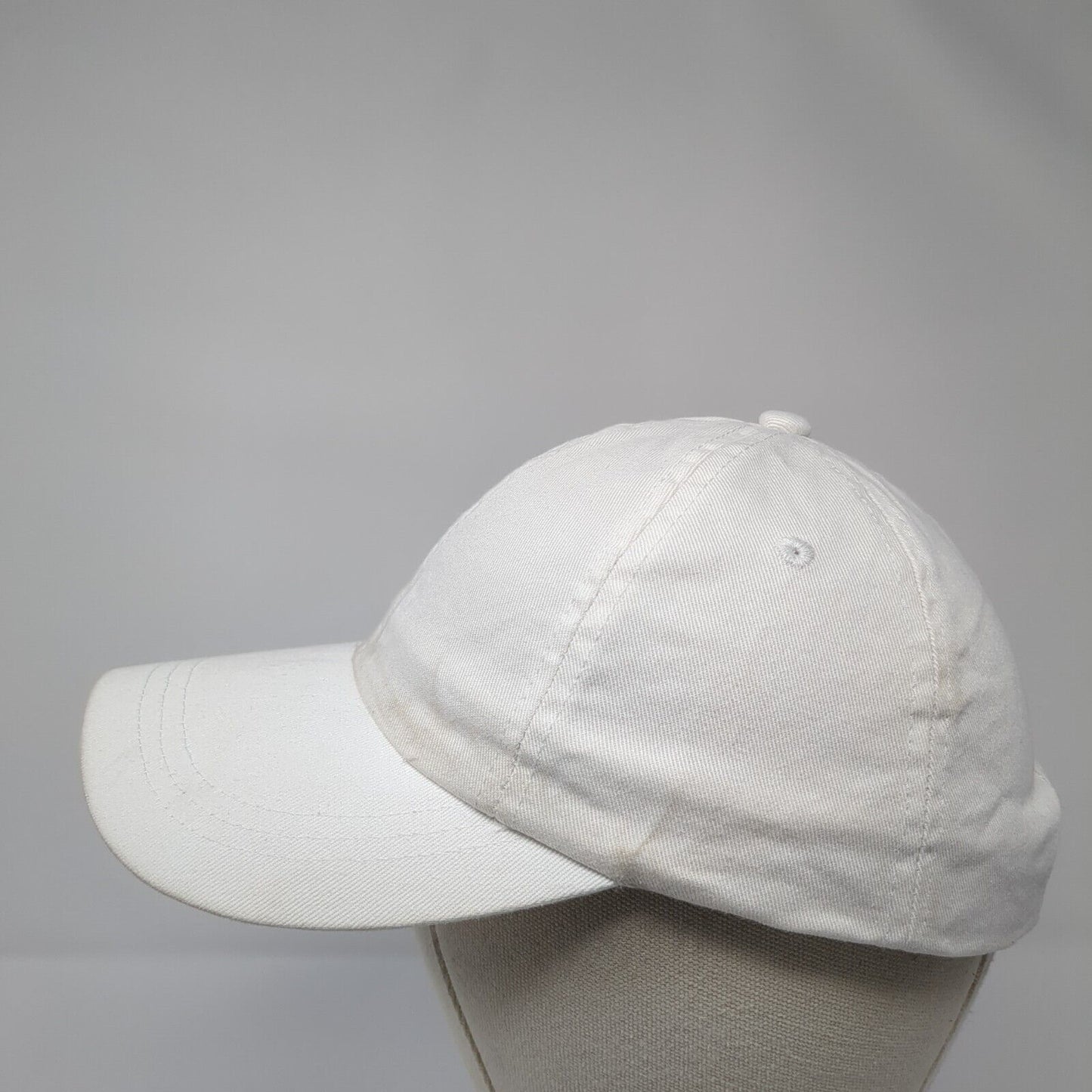 Unbranded Strapback Hat White One Size Adjustable 6 Panel Vented Holes Blank