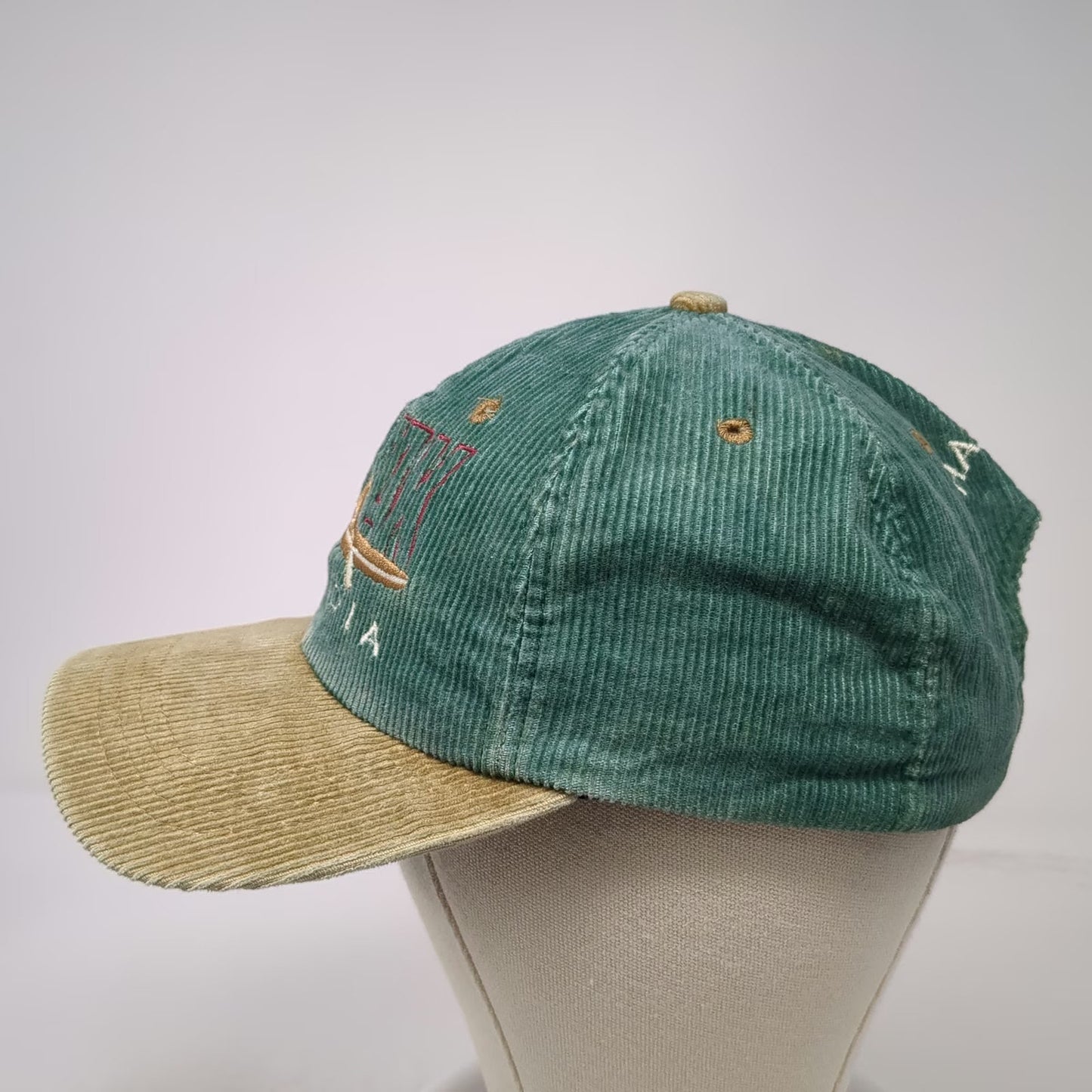 SCI Baseball Cap Green One Size Kayak Acadia Bar Harbor Maine Corduroy Hat