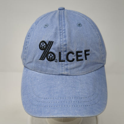 LCEF Slideback Hat Blue One Size Adjustable Leather Strap Adams 6 Panel