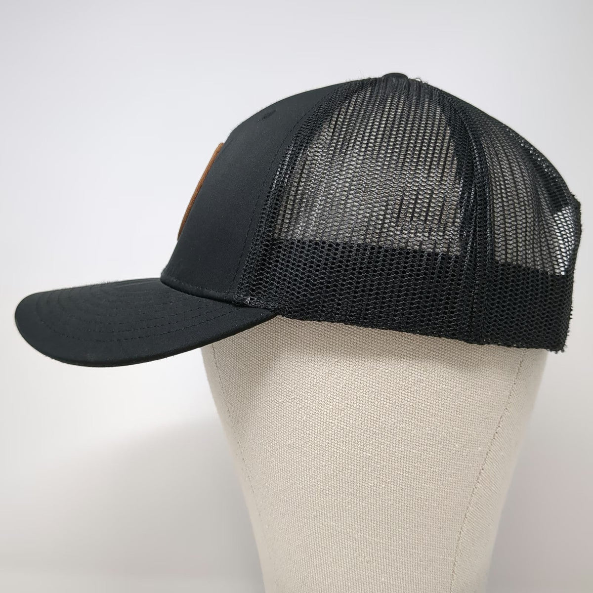 Shop Strange Trucker Hat Black One Size Leather Patch Monkey Logo Snapback