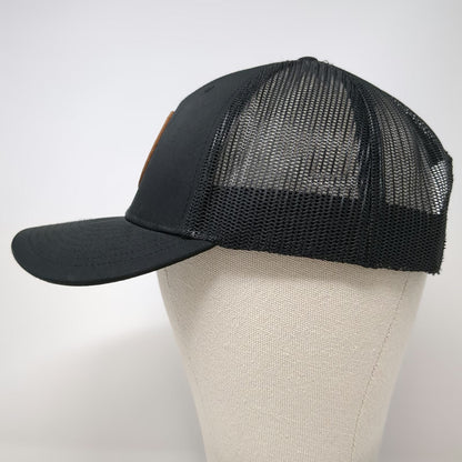 Shop Strange Trucker Hat Black One Size Leather Patch Monkey Logo Snapback
