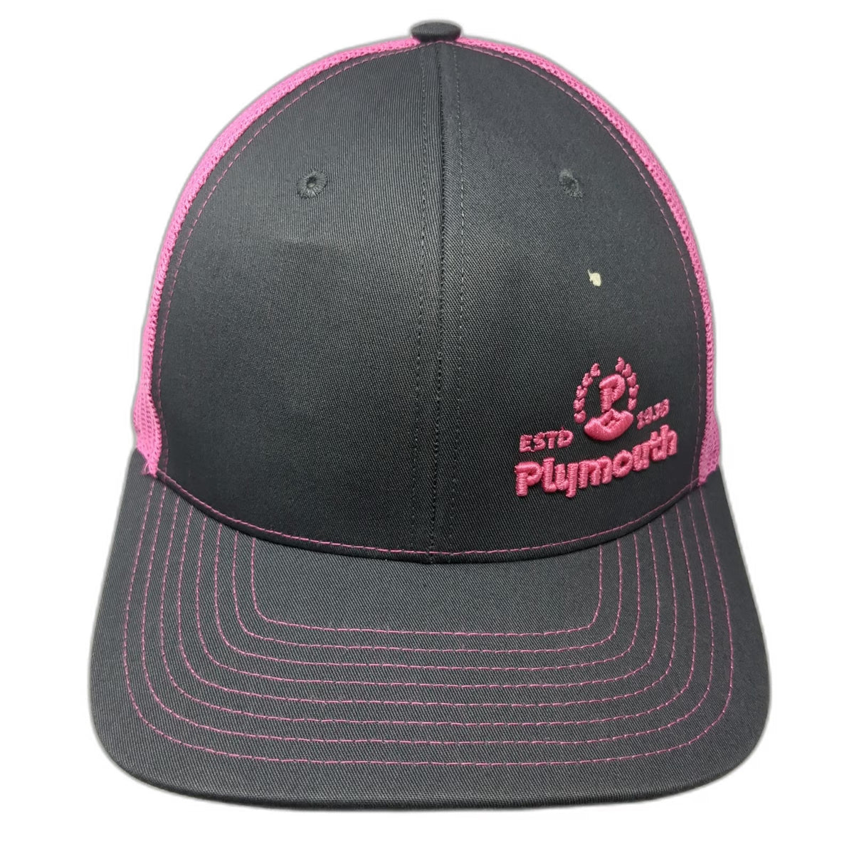 Richardson Trucker Hat Gray Pink One Size Plymouth 1938 Mesh Snapback 112