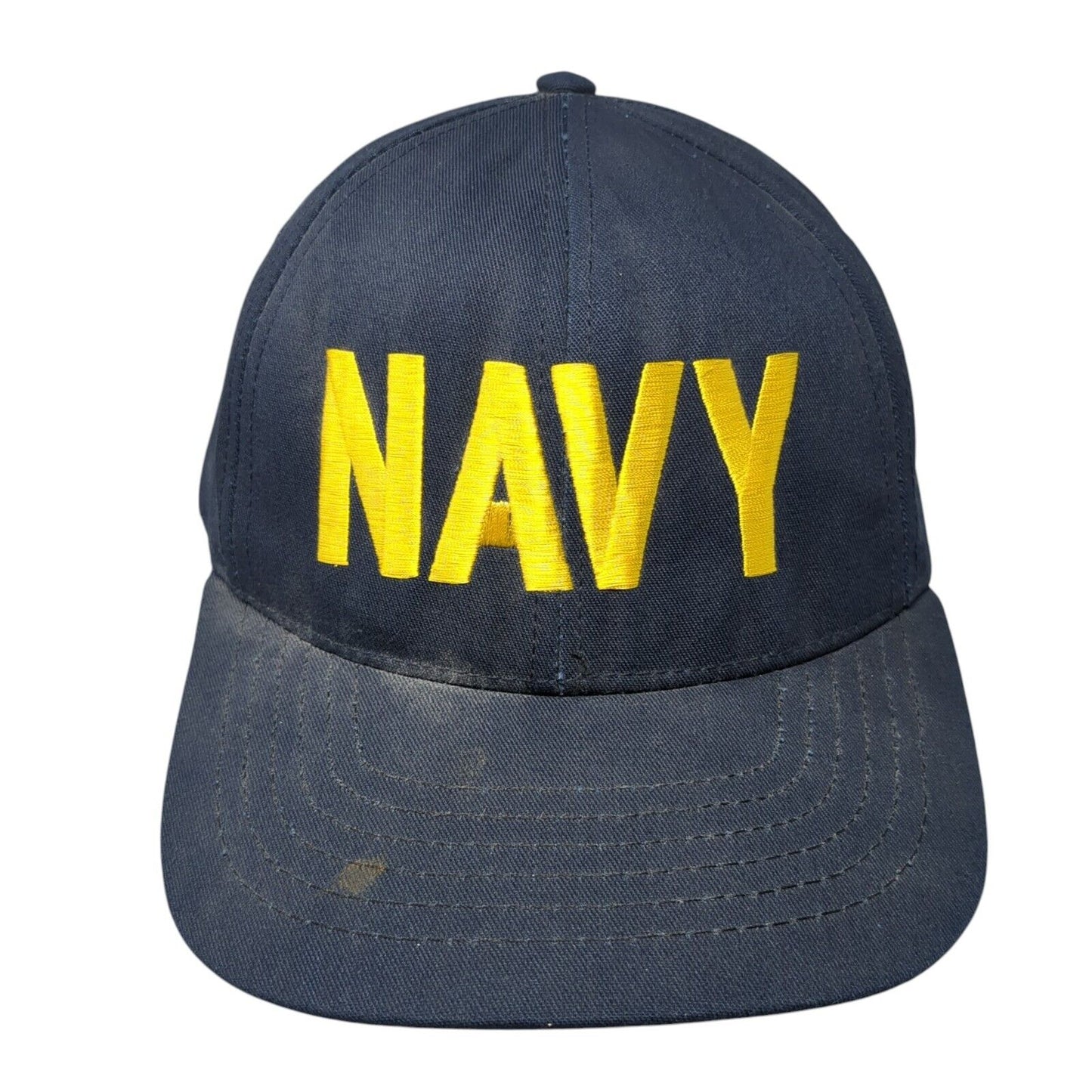 Navy Snapback Hat Blue One Size Adjustable Eagle Crest Solid 6 Panel