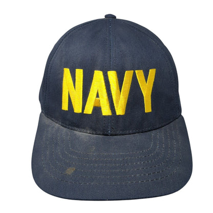 Navy Snapback Hat Blue One Size Adjustable Eagle Crest Solid 6 Panel