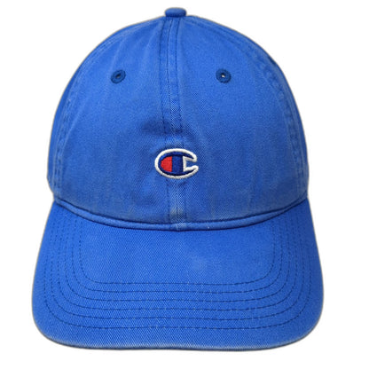 Champion Baseball Cap Blue One Size Embroidered Logo Slideback Cotton Script Hat