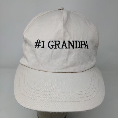 Unbranded Men's Snapback Hat Cream Adjustable Embroidered #1 Grandpa Logo