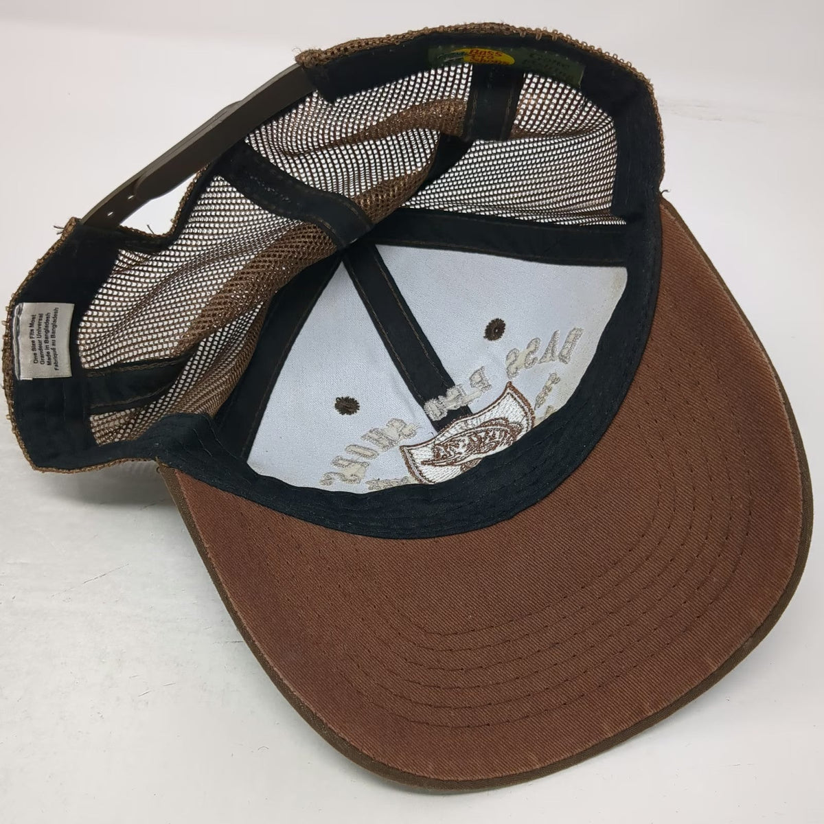 Bass Pro Shops Trucker Hat Brown One Size Mesh Back Fishing Logo Shield Snapback