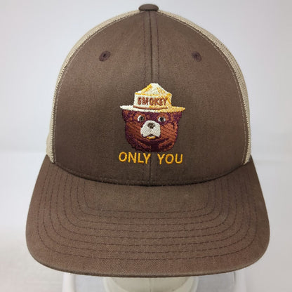Yupoong Trucker Hat Brown One Size Smokey Bear Only You Mesh Snapback Embroidery