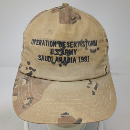 Atlas 5 Panel Beige US Army Saudi Desert Storm 1991 Camo Snapback Hat Vintage