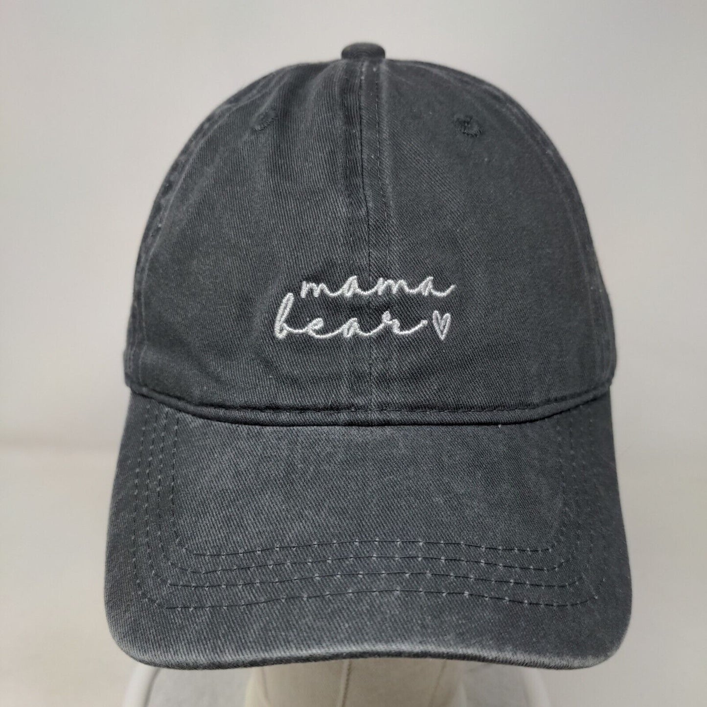 Mama Bear Slideback Hat Gray One Size Adjustable Embroidered Vented Holes