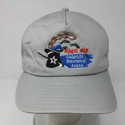 Magic Man Charters Petersburg Alaska Snapback Hat Gray OSFA Embroidered
