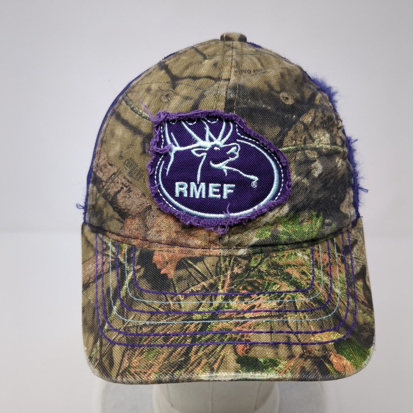 RMEF Women's Strapback Trucker Hat Camo One Size Mesh Back Outdoor Cap