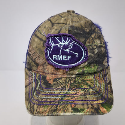 RMEF Women's Strapback Trucker Hat Camo One Size Mesh Back Outdoor Cap