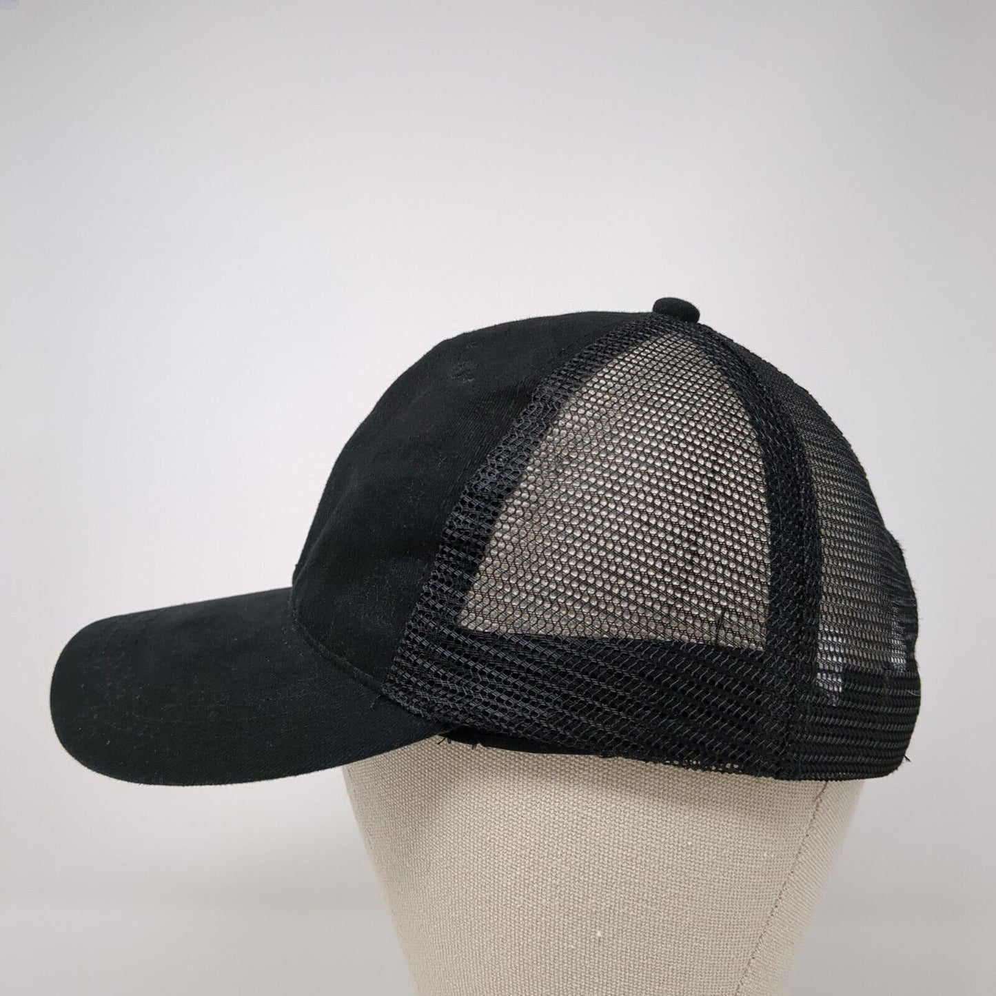 Unbranded Strapback Trucker Hat Black One Size Mesh Back Blank Solid