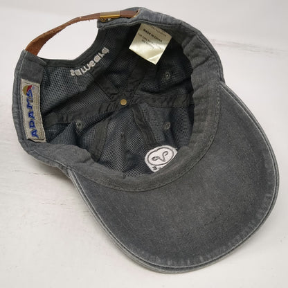 Adams Baseball Cap Gray One Size Leather Strapback Owl Logo Samsara Hat