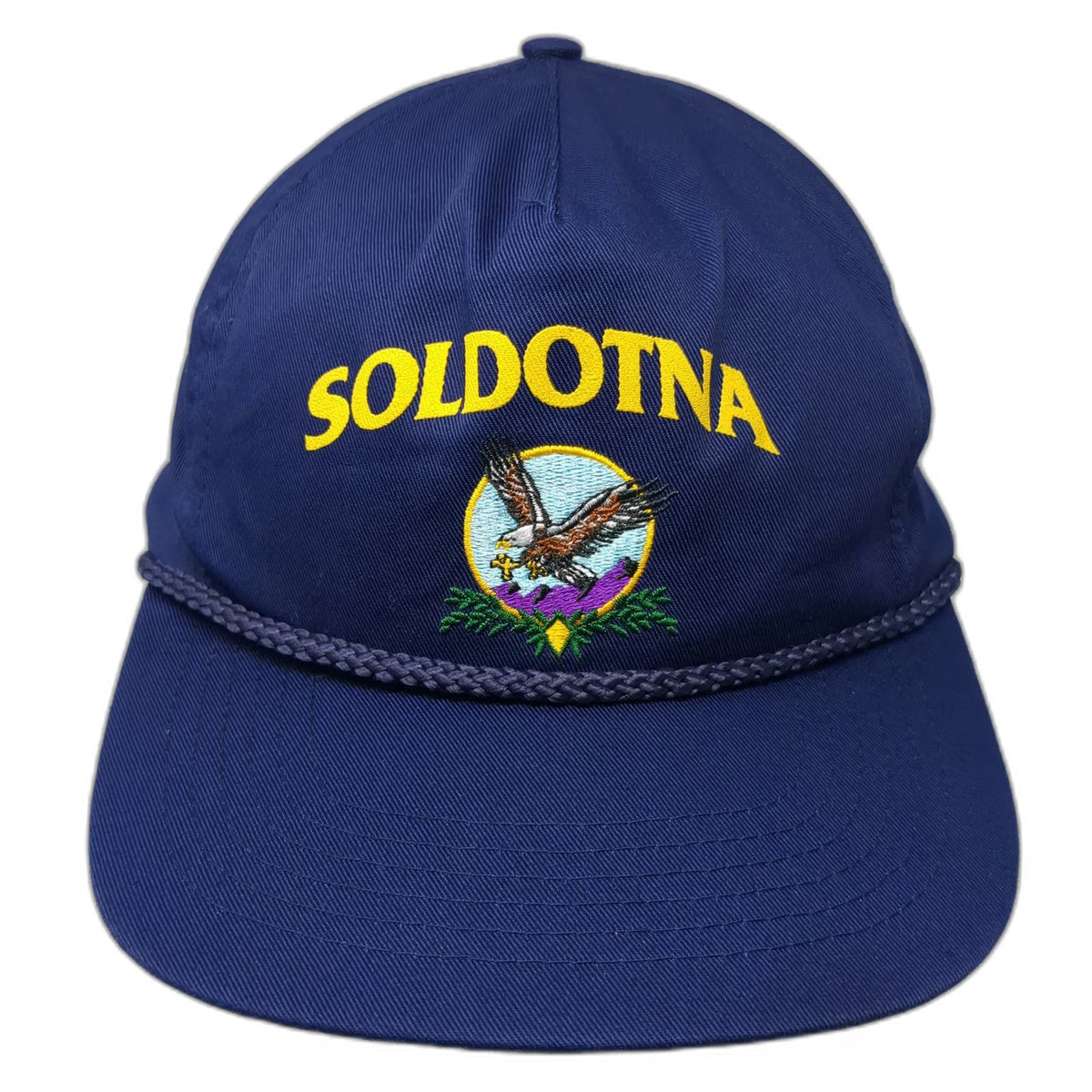 HS Headwear 5 Panel Blue One Size Soldotna Alaska Eagle Rope Hat Snapback Twill