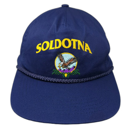 HS Headwear 5 Panel Blue One Size Soldotna Alaska Eagle Rope Hat Snapback Twill