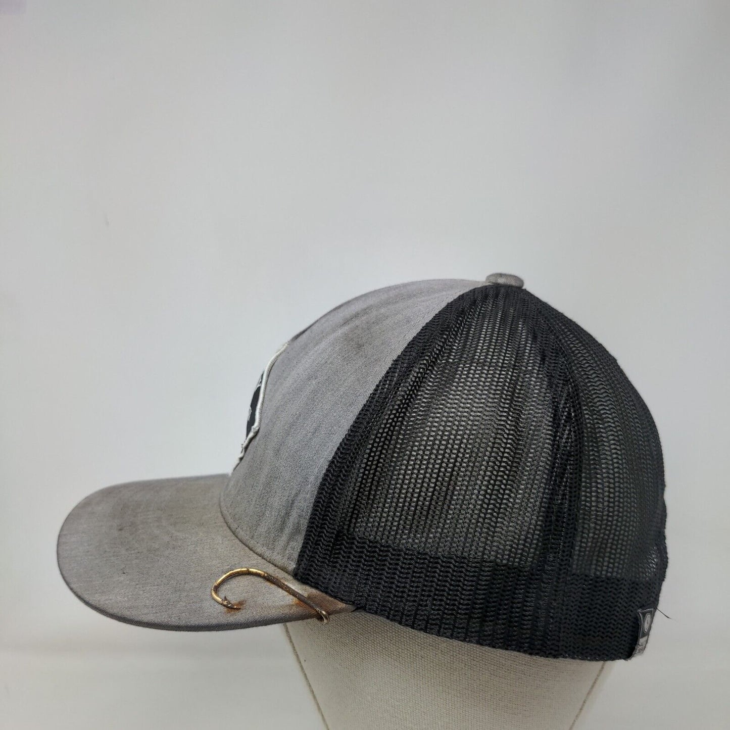 Salty Crew Patch Snapback Mesh Back Trucker Hat Gray OSFM Fishing Hook