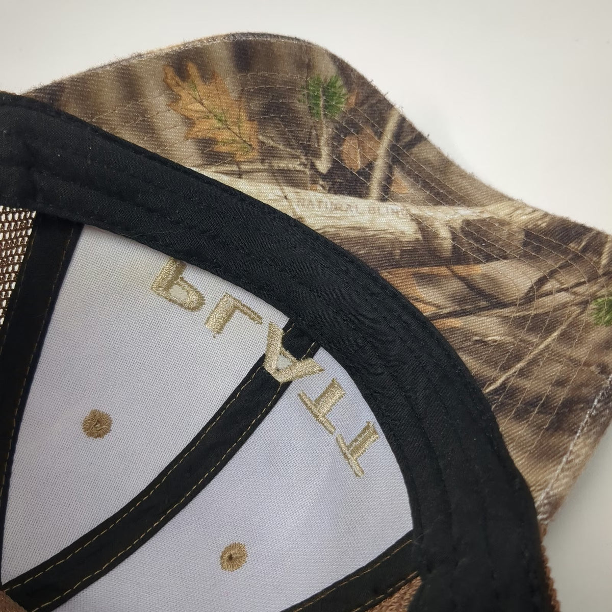 Brown Baseball Cap One Size Camo Platt Embroidered Mesh Strapback Hat Adjustable